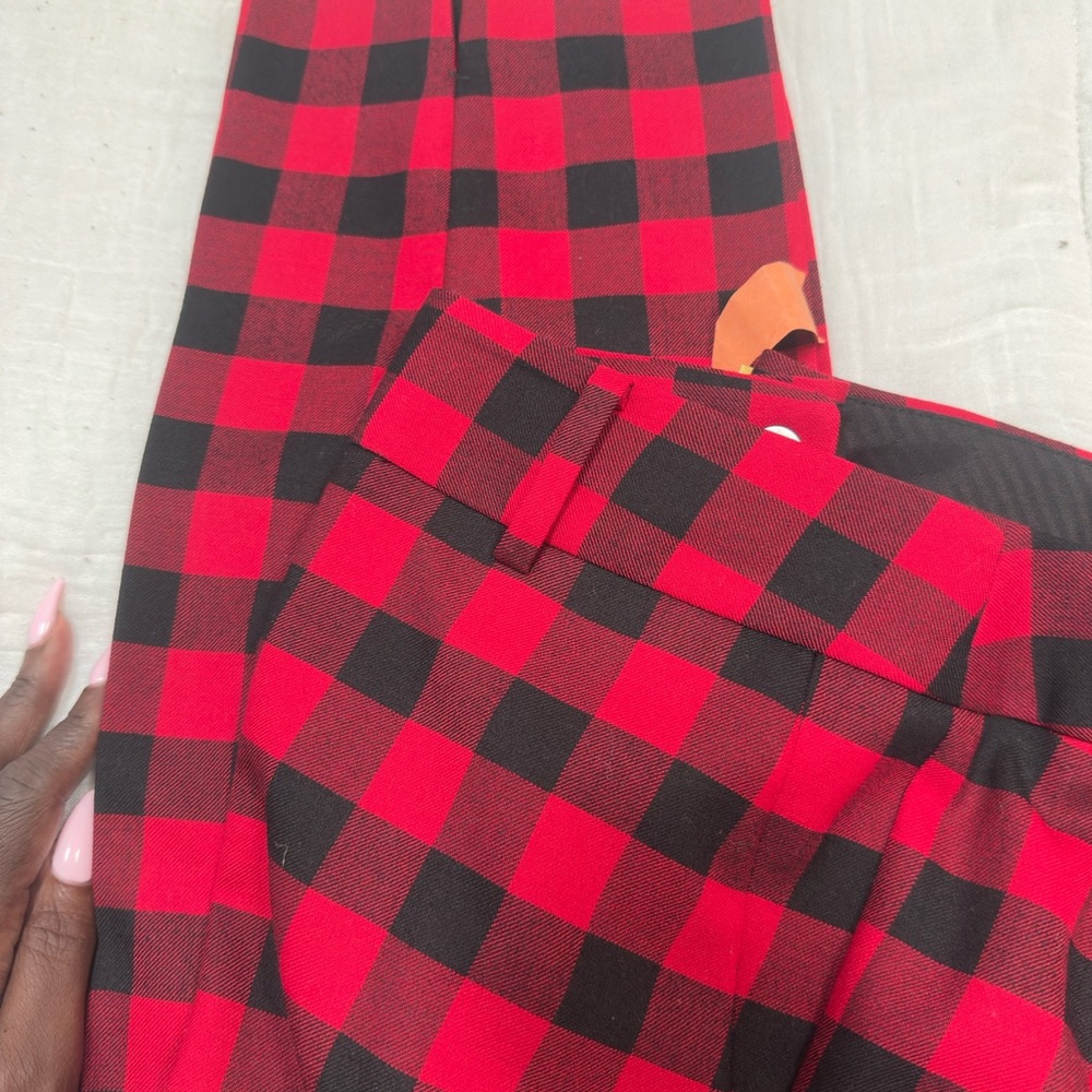 Talbots Red and Black Plaid Straight Leg Pants